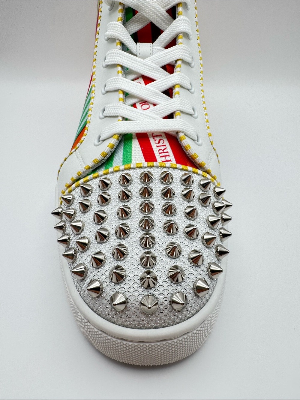 Christian Louboutin Lou Spikes Orlato Flat Version Multi High Top Sneakers EU 42 - Picture 3 of 11